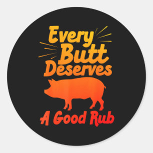 Sticker Rond Art de BBQ drôle pour hommes femmes grillant de la