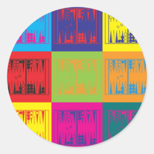 Sticker Rond Art de bruit de backgammon