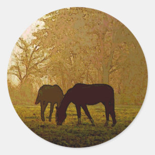 Sticker Rond Art de bruit de chevaux