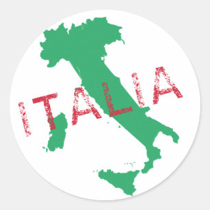 Sticker Rond Art de carte de l'Italie avec l'Italie