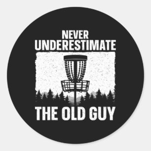 Sticker Rond Art de Disc Golf pour grand-père hommes papa joueu