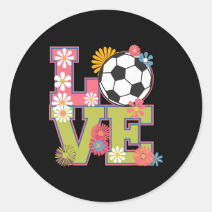 Sticker Rond Art de football drôle pour femme fille joueuse de