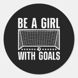 Sticker Rond Art de football drôle pour femme Joueuse de footba