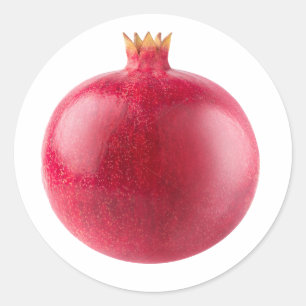 Sticker Rond Art de grenade rouge entière fraîche, nourriture s