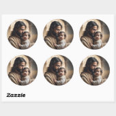 Sticker Rond art de Jésus (Feuille)