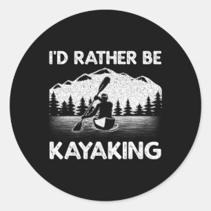Sticker Rond Art de kayak cool pour hommes femmes Kayak Rameur