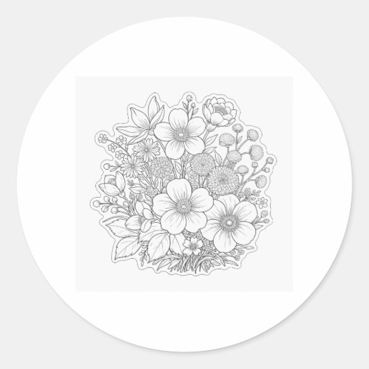 Sticker Rond art de la composition florale (Devant)