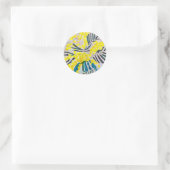 Sticker Rond Art de la fleur australienne native Acacia jaune (Sac)