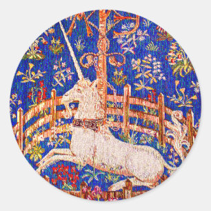 Sticker Rond Art de licorne - "la licorne en captivité "