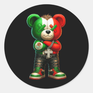 Sticker Rond Art de l'ours de rue mexicain