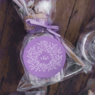 Sticker Rond Art de monogramme de feuille dessiné à la main pou