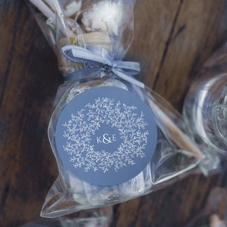 Sticker Rond Art de monogramme de feuille dessinée à la main po