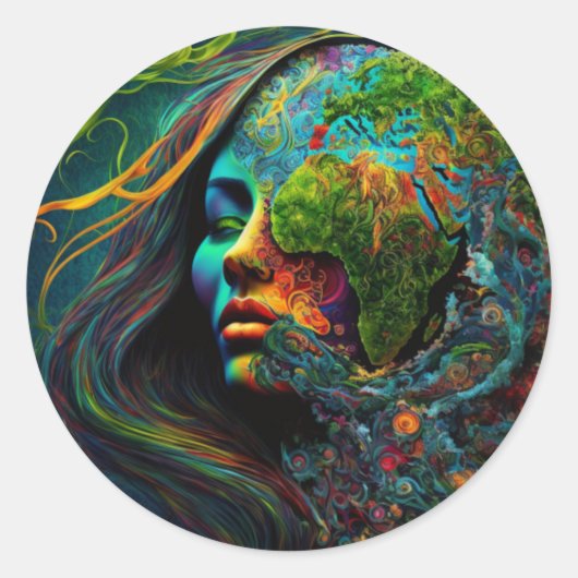 Sticker Rond Art de Mother Earth (Devant)