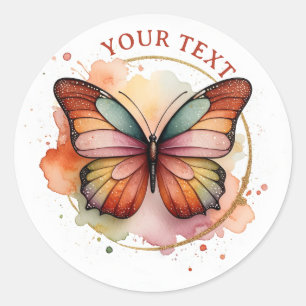 Sticker Rond Art de papillon arc-en-ciel bohème