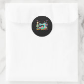 Sticker Rond Art de patchwork drôle pour femmes amateur de cout (Sac)