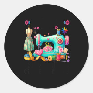 Sticker Rond Art de patchwork drôle pour femmes amateur de cout