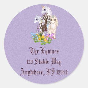 Sticker Rond Art de pixel d'amis de licorne