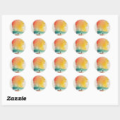 Sticker Rond Art de plage abstrait Marche dans les vagues (Feuille)