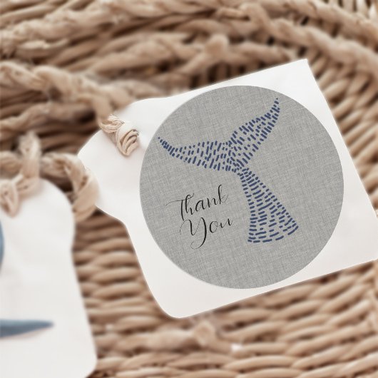 Sticker Rond Art de queue de baleine nautique personnalisé