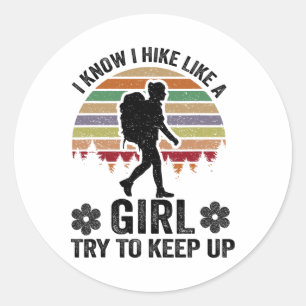 Sticker Rond Art de randonnée amusant pour filles femmes montag