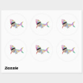 Sticker Rond Art de requin (Feuille)