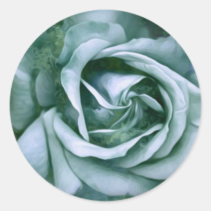 Sticker Rond Art de rose peinte avec texture grunge - Sarcelle