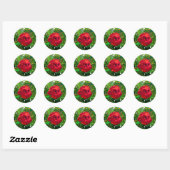 STICKER ROND ART DE ROSE ROUGE (Feuille)
