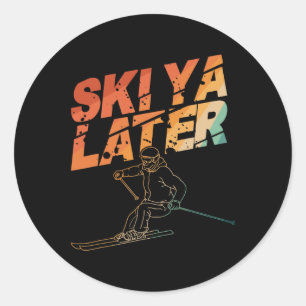 Sticker Rond Art de ski pour hommes femmes planche à neige ski