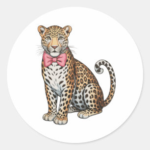 Sticker Rond Art de sublimation girly arc-en-ciel rose léopard