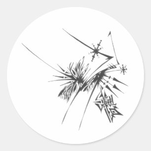 Sticker Rond Art de tatouage tribal abstrait noir et blanc 99