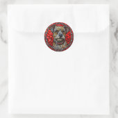 Sticker Rond Art de vitrail de chien (Sac)