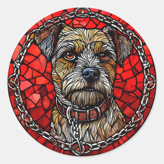 Sticker Rond Art de vitrail de chien (Devant)
