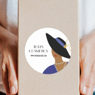 Sticker Rond Art Déco Dame, Boutique, Beauty Business ou Cosmét