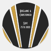 Sticker Rond Art Déco Design Mariage Noir Et Or (Devant)