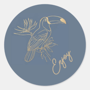 Sticker Rond Art Déco Filigrane Or Toucan Manoir Gris Profite