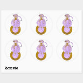 STICKER ROND ART DÉCO LADY (Feuille)