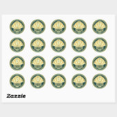 Sticker Rond Art Déco Mariage Elégant Gold Green Great Gatsby (Feuille)
