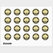 Sticker Rond Art Déco Mariage Elegant Or Noir Grand Gatsby (Feuille)