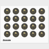 Sticker Rond Art Déco moderne Swan Gold et Mariage noir (Feuille)