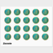Sticker Rond Art Déco Monogramme Paon 3 Or (Feuille)