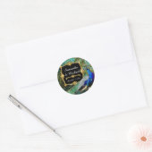 Sticker Rond Art Déco Peacock Gold Parties scintillant Old Holl (Enveloppe)