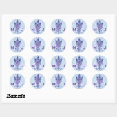 Sticker Rond Art Déco Peacock violet Plumes Monogram Mariage (Feuille)