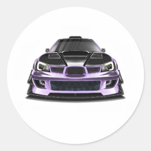 Sticker Rond art dessinée à la main avec œil plissé violet