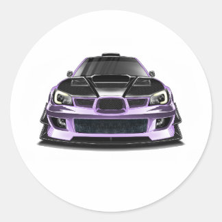 Sticker Rond art dessinée à la main avec œil plissé violet