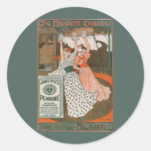 Sticker Rond Art d'étiquette de produit vintage Pearline Modern