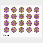 Sticker Rond Art d'illusion optique en spirale psychédélique (Feuille)