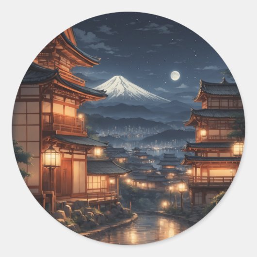 Sticker Rond Art d'illustration japonaise n° 2 (Devant)