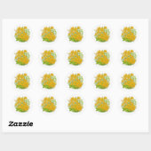 Sticker Rond art d'impression de design floral  (Feuille)