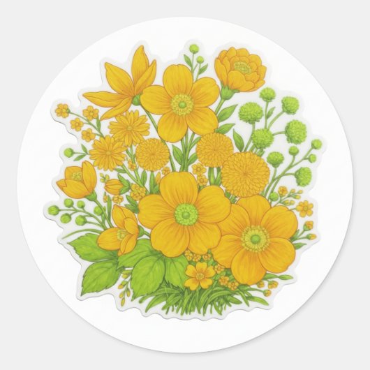 Sticker Rond art d'impression de design floral  (Devant)