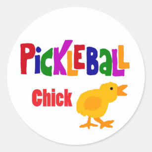Sticker Rond Art drôle de poussin de Pickleball